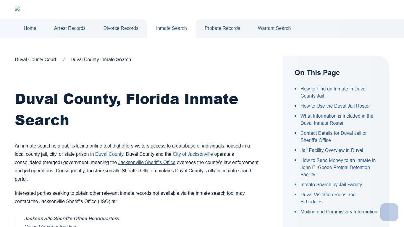Duval County Inmate Search Duval County Court